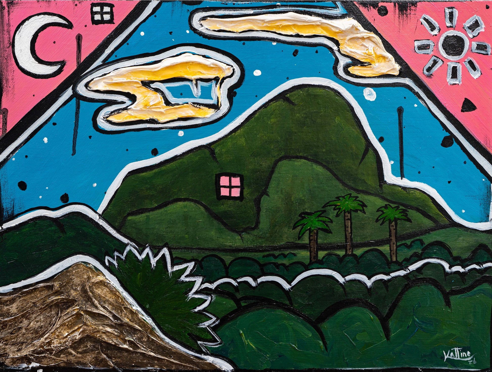 A Place That Remembers original acrylic painting by Jonathan Kattine contemporary folk art surreal landscape painting